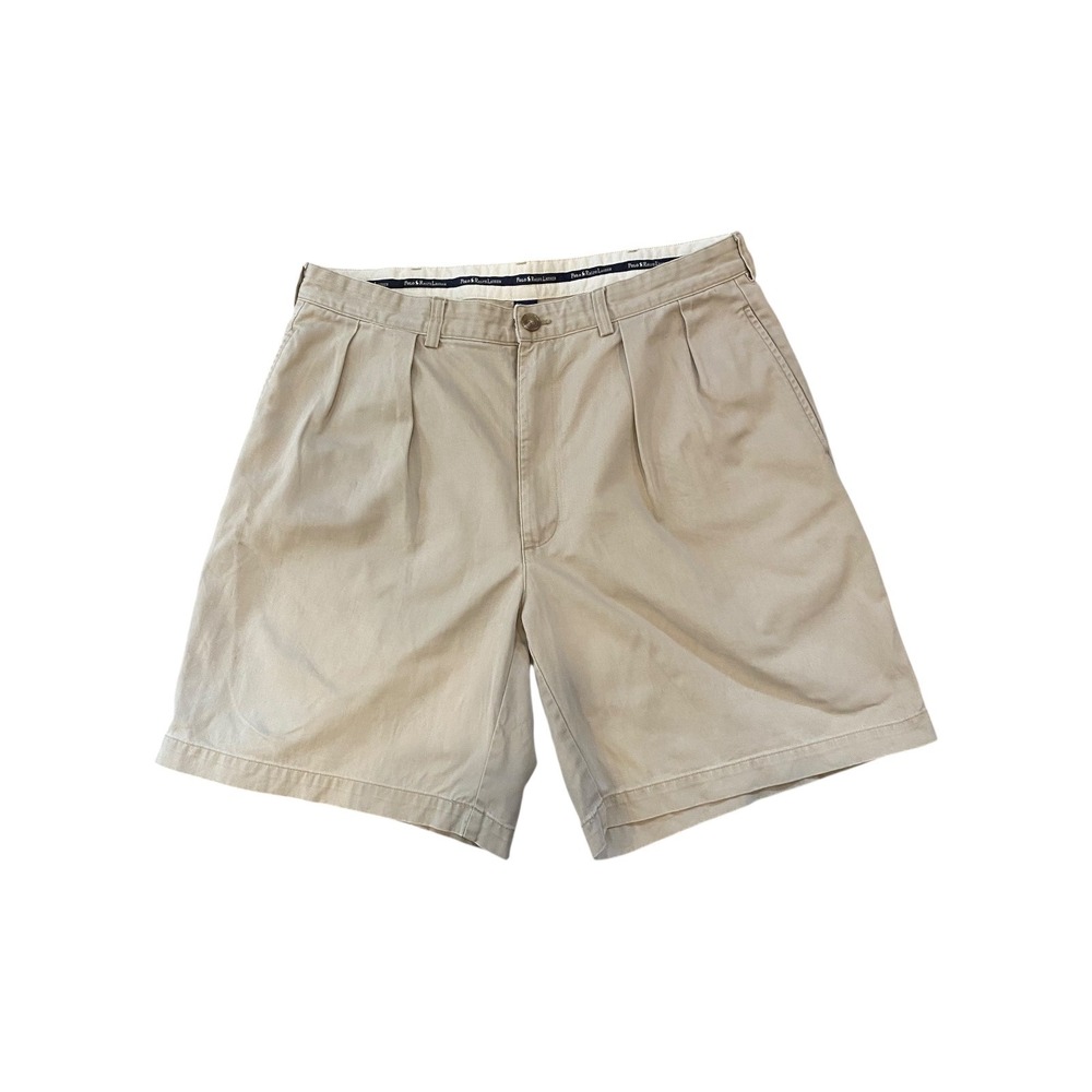 Polo Ralph‎ Lauren Mens Pleated Chino Shorts Khaki Beige Cotton Size 38 Classic